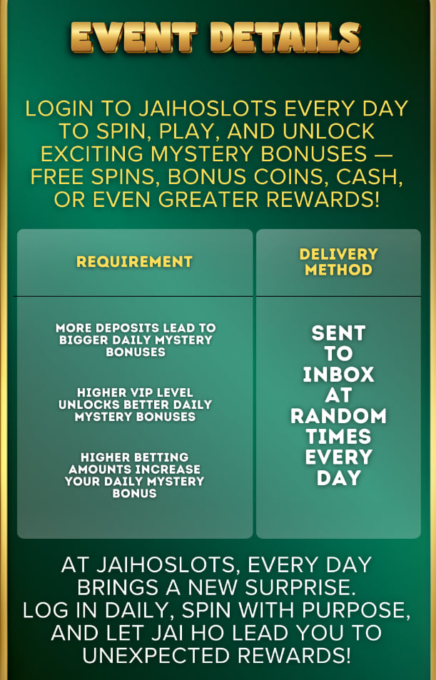 JAIHOSLOTS Daily Mystery Bonus