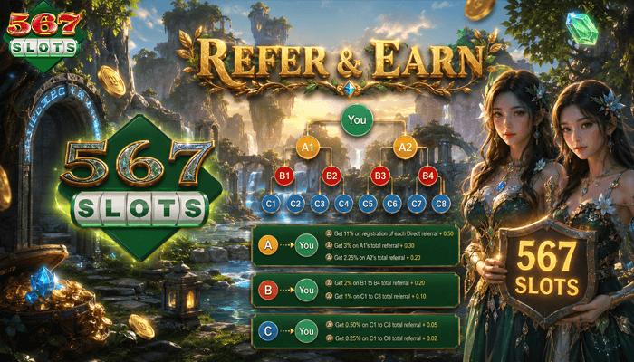 567slots refer and earn