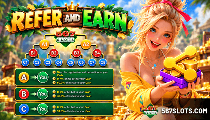 567slots refer and earn